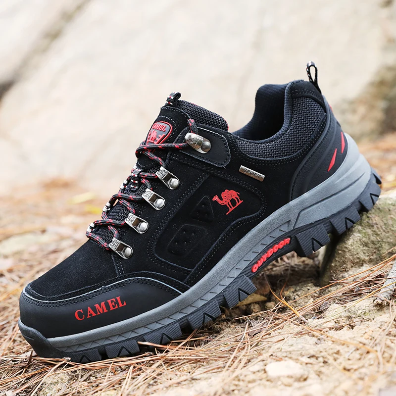 HIKEUP Outdoor Men Hiking Shoes Breathable Tactical Combat Army Boots Desert Training Sneakers Anti-Slip Trekking Sneakers