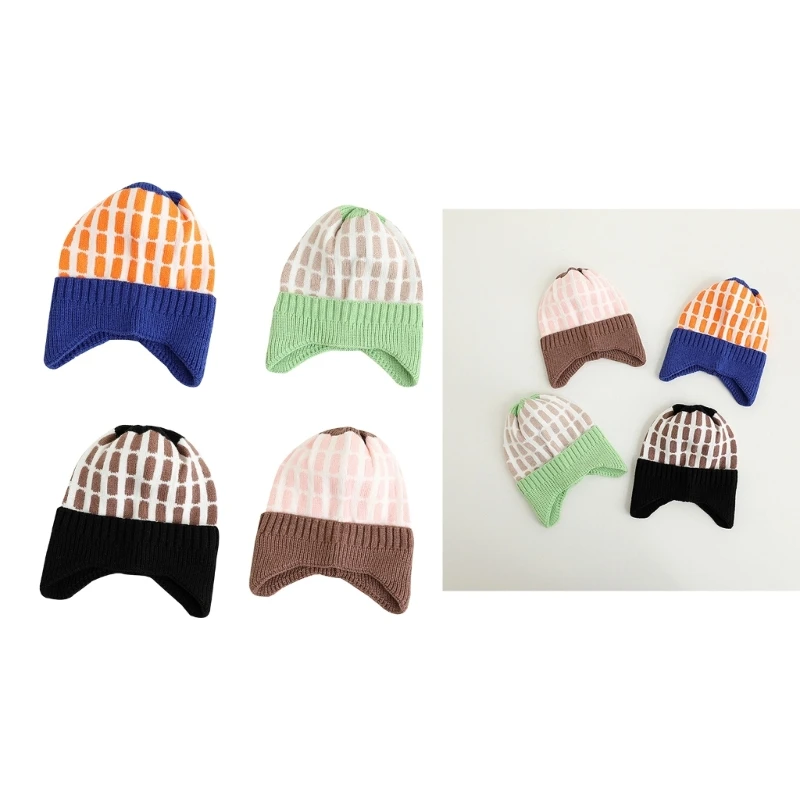 

N80C Comfortable Baby Knit Hat Fashionable Ear Cover Ear Protections Hat