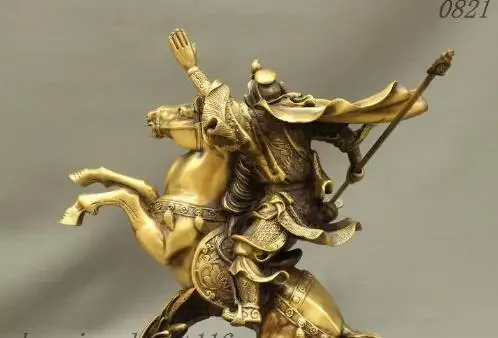 14-дюймовая китайская статуя дракона в стиле фэншуй Pure GuanGong Yu Warrior God Ride Horse