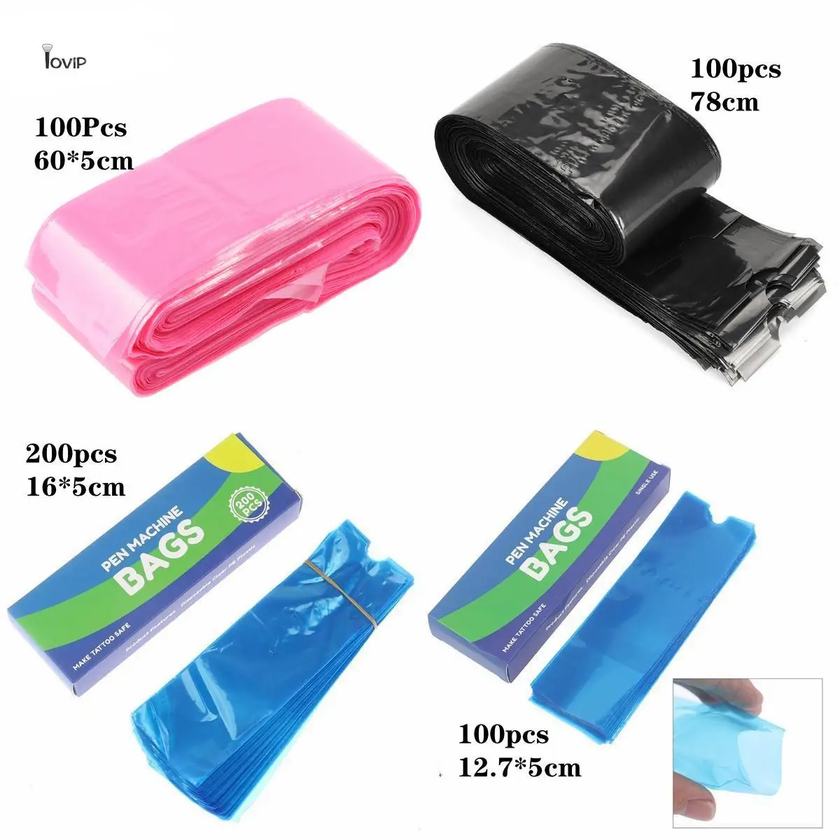 

100/200pc Disposable Pink Tattoo Clip Cord Sleeves Covers Bags Tattoo Machine Tattoo Accessory Medicals Plastic Avoid Allergy