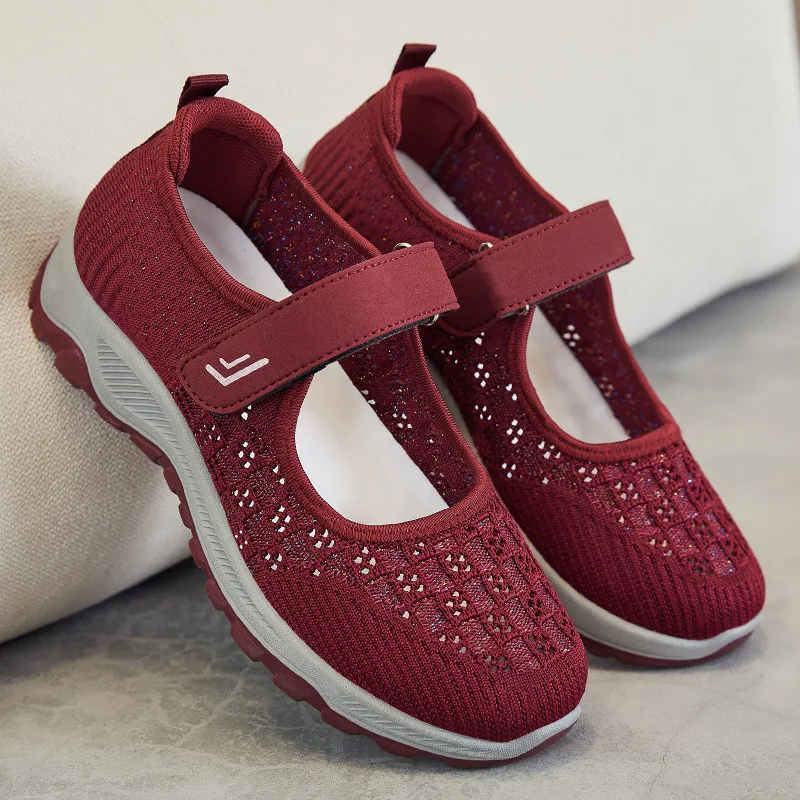 

New Women's Shoes 2022 Summer New Mesh Shoes Cloth Shoes Middle-aged and Elderly Walking Shoes Soft-soled Elderly Shoes