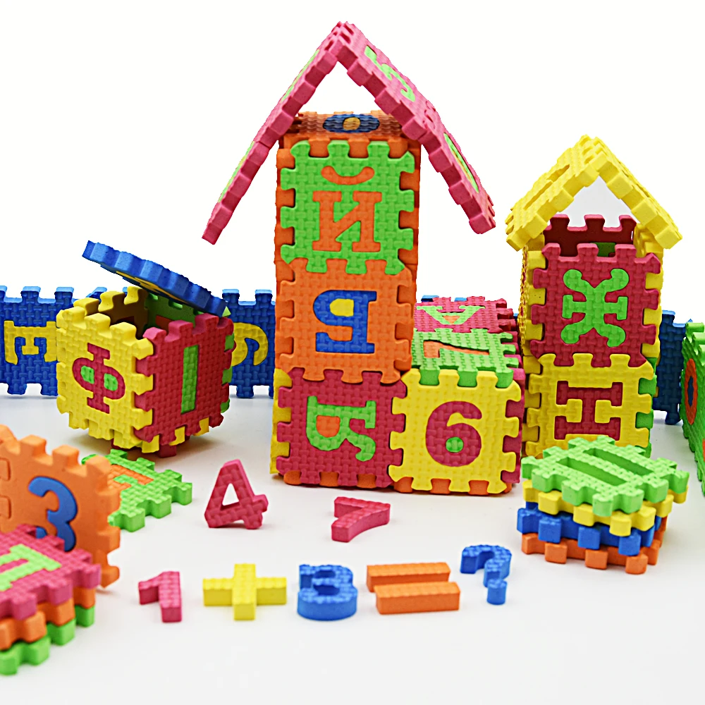 

60pcs Colorful Puzzle Kid Educational Toy Russian Alphabet Letters Numeral Foam Play Mat Self-assemble Baby Crawling Pad
