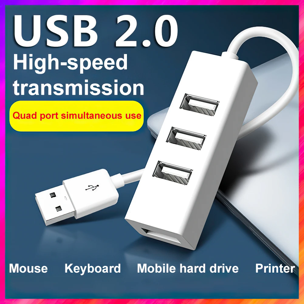 

High Speed USB Hub 4-Port USB HUB Mini USB Spliter Hub Adapter Black High Speed Hub USB 2.0 Adapter For PC Computer Accessories