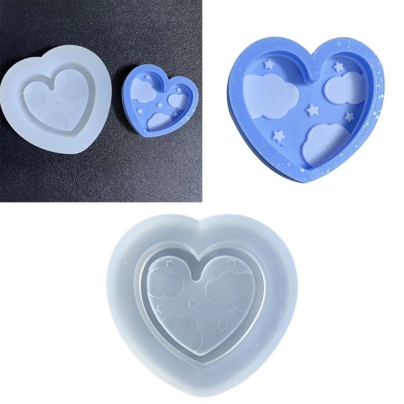 

Starry Star Cloud Love Heart Quicksand Shaker Crystal Epoxy Resin Mold Jewelry Pendant Silicone Mould DIY Casting Tool