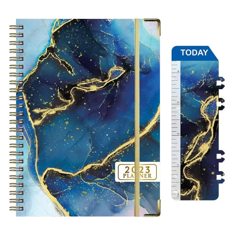 

2023 Planner Two-side Offset Paper Notebook Pocket January 2023-December 2023 Years Monthly Planner Flexible Cover Spiral