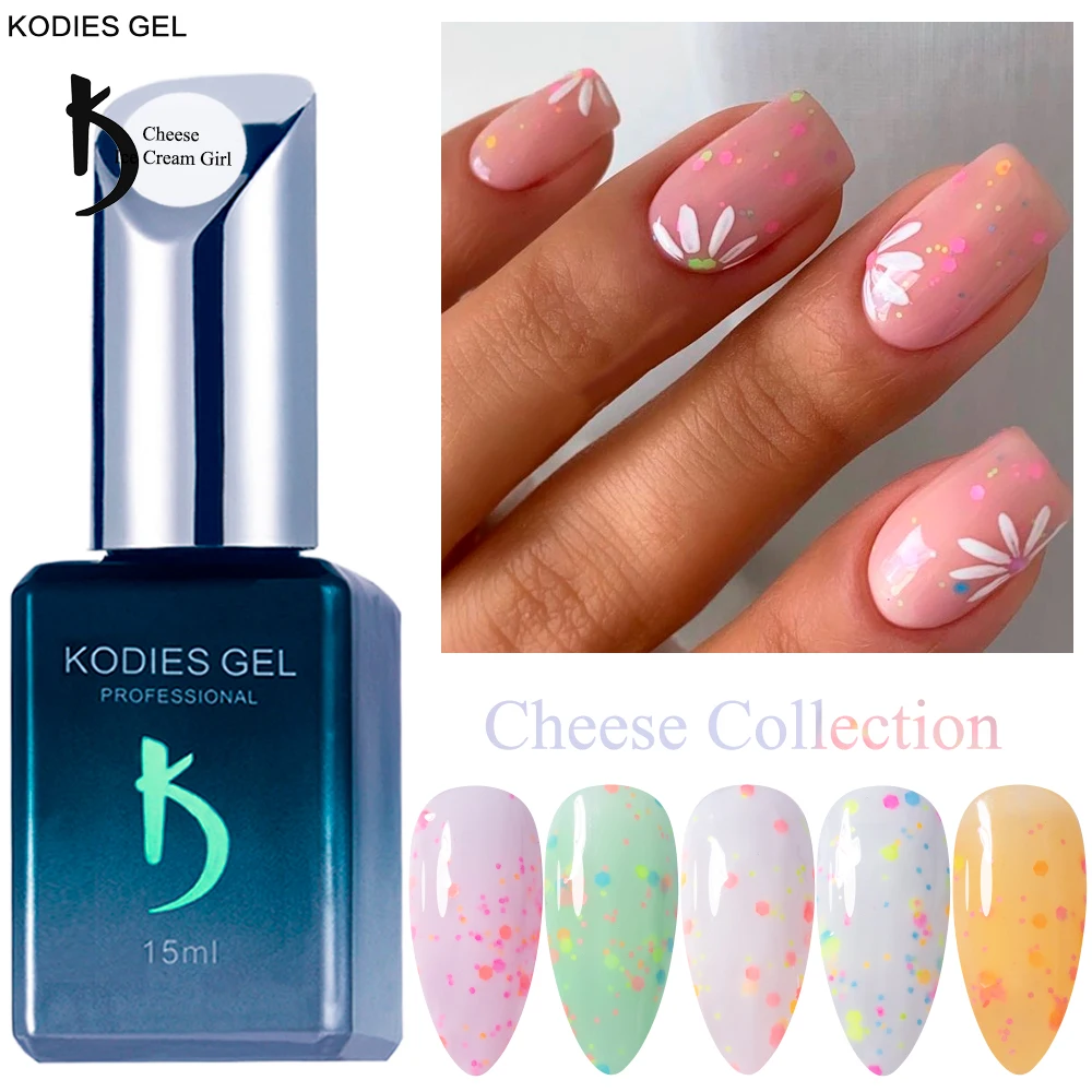 

KODIES GEL New Gel Nail Polish UV Semi Permanent Manicure Glitter Mix Cheese Autumn Winter Color Gel Varnish Nails Art Flakes