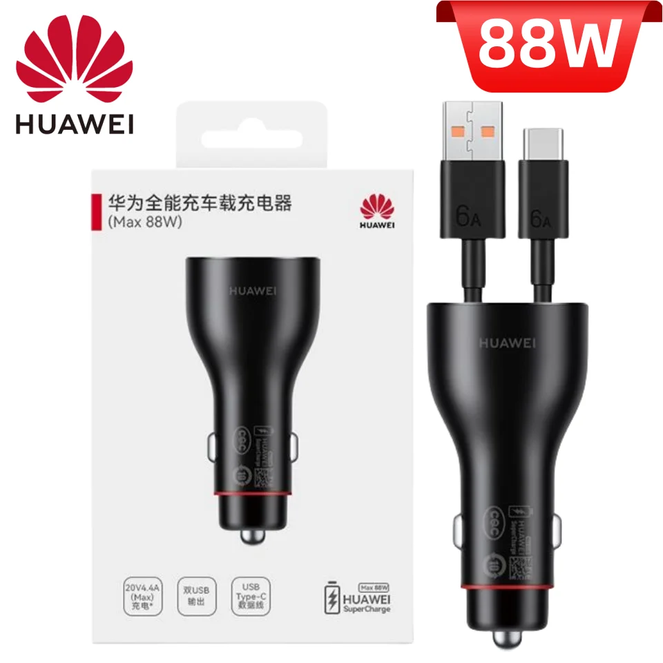

Автомобильное зарядное устройство Huawei P60 Pro, 88 Вт, с двойным Usb портом