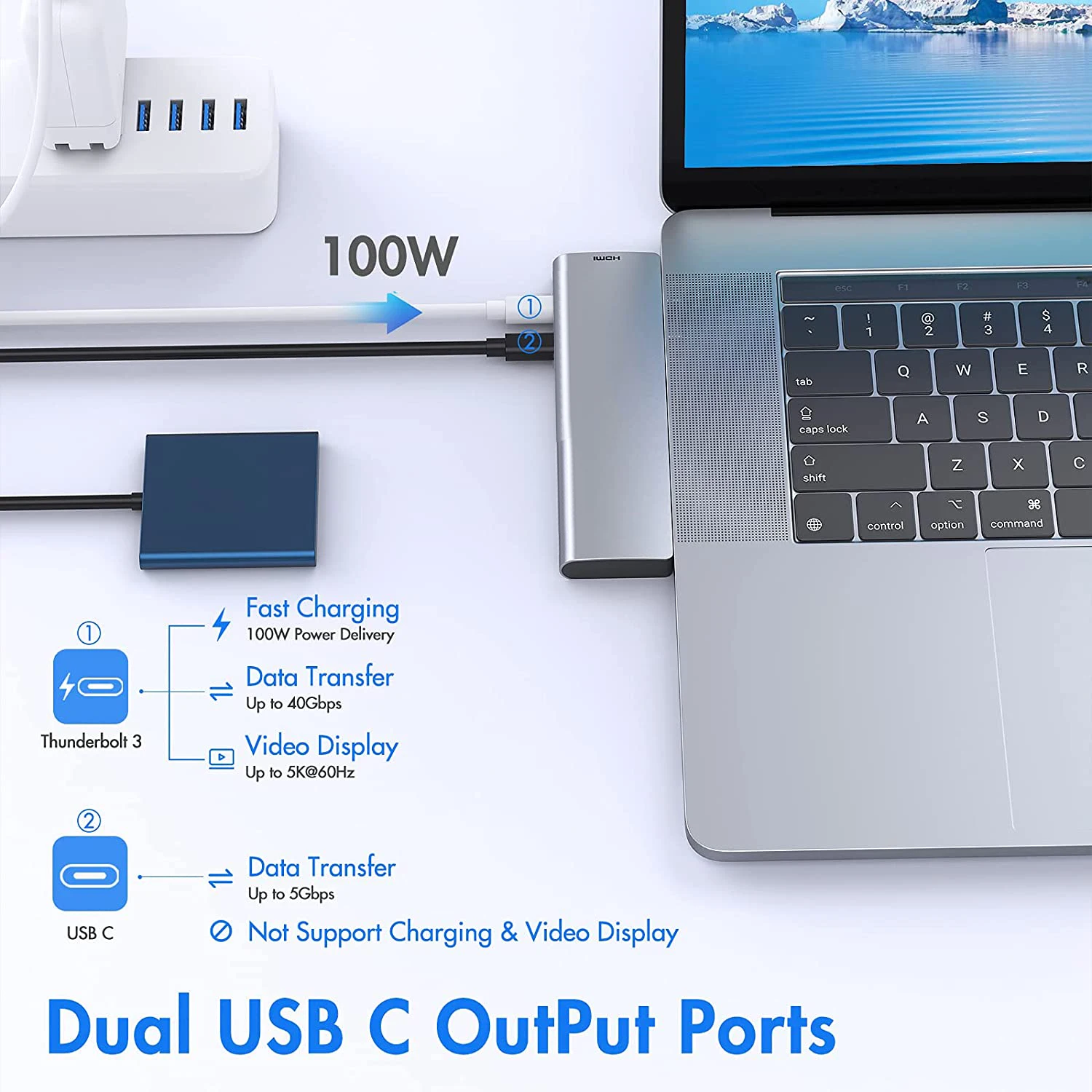 USB C Hub к 4K HDMI многопортовые адаптеры с Thunderbolt 3 PD 100W TF SD ридер слот Mac Dongle для MacBook Pro/Air