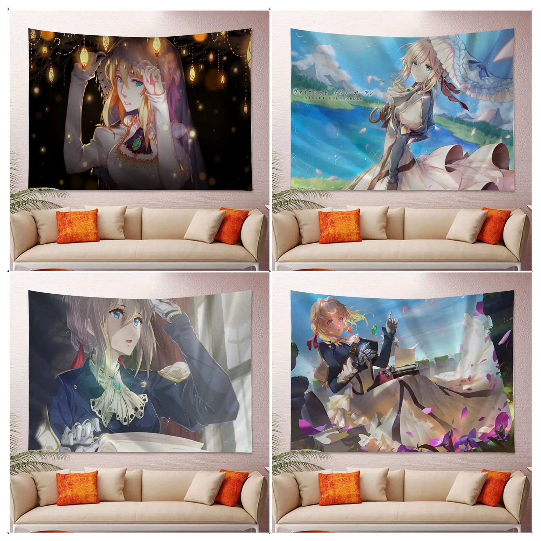 

Violet Evergarden Colorful Tapestry Wall Hanging Wall Hanging Decoration Household Home Decor