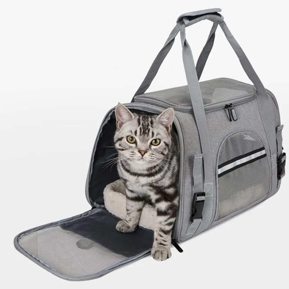 

Soft Pet Carriers Portable Breathable Foldable Bag Cat Dog Carrier Bags Outgoing Travel Pets Handbag with Locking Safety Zippers