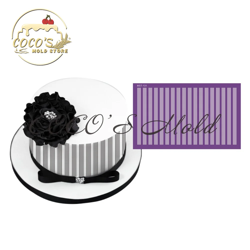 

Striped Design Fabric Mesh Stencil Fondant Cake Decorating Tool Diy Royal Cream Cake Border Mould Kitchen Supplies Bakeware