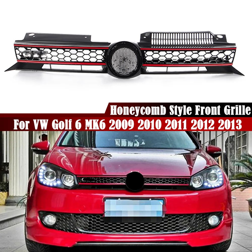 

Передний бампер автомобиля, Центральная решетка для Volkswagen Golf 6 MK6, не-GTI 2009-2013, GTI, стиль, ячеистая верхняя решетка, передние гоночные решетки