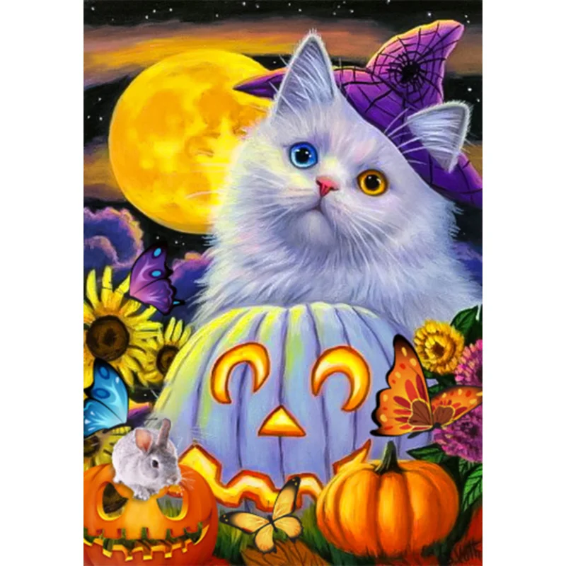 

Картина для алмазной мозаики Стразы с рисунком кота на Хэллоуин