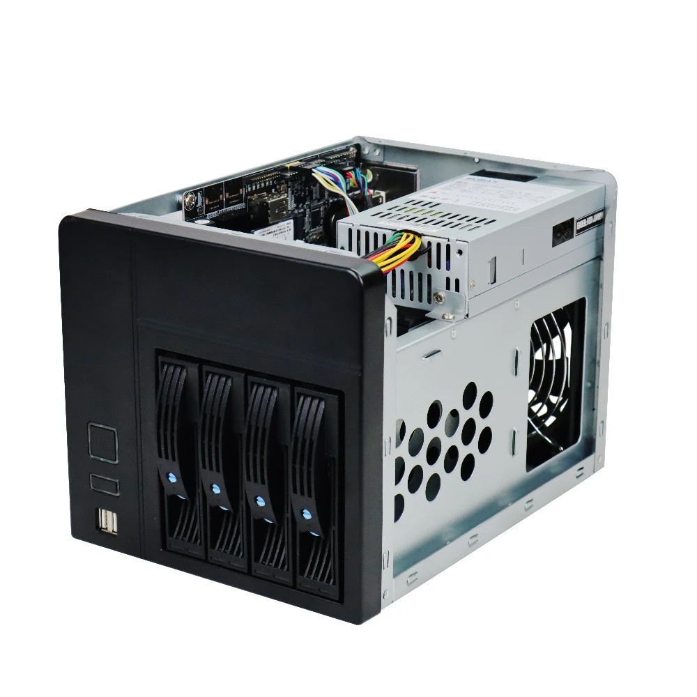 Фото Корпус NAS-4 на 4 отсека, серверный корпус Mini ITX, задняя плата SATA 6 Гбит/с, съемные лотки для 3,5-дюймовых HDD, поддержка блока питания Flex 1U №4