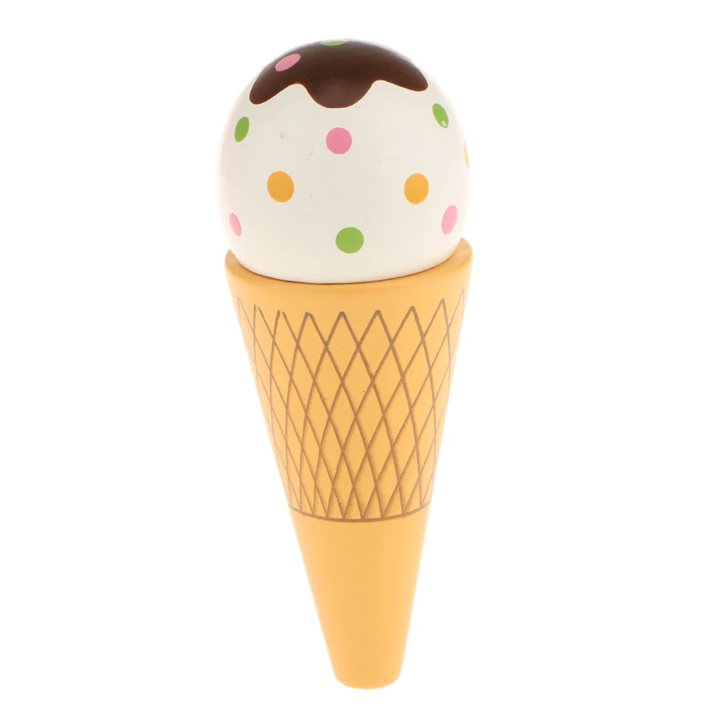 

Food Pretend Play Wooden Magnetic Ice Cream Toy for Doll Game White