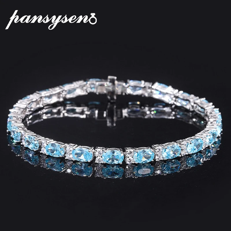 

Роскошные женские браслеты PANSYSEN с подвесками из искусственного драгоценного камня 925 °, оптовая продажа ювелирных изделий