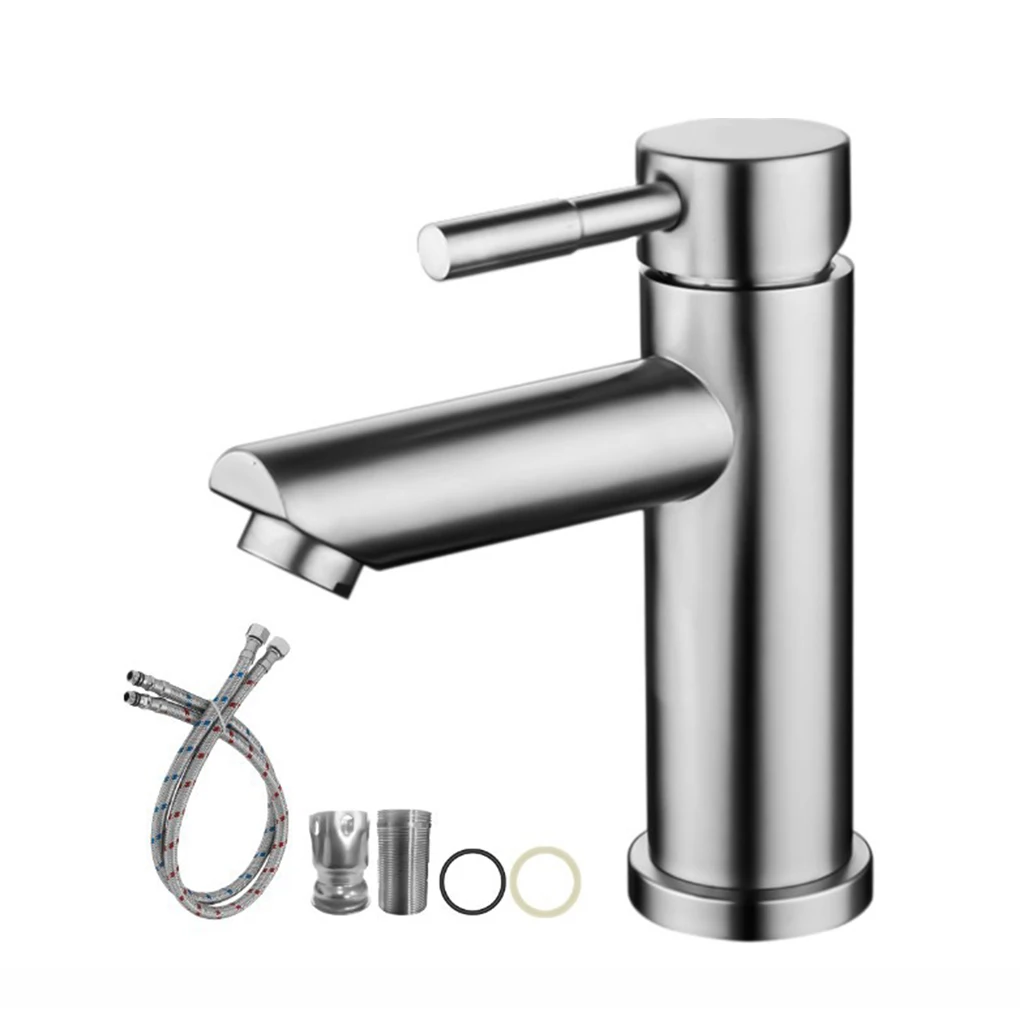 Basin Tap Stainless Steel Kitchen Bathroom Water Faucet Heat Resistant Sink Deck Mounted Replacement Sprayer Household Hotel