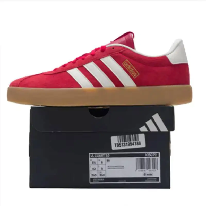 Фото Дешевые кроссовки Adidas Originals Red Low Top Skate с замшевым верхом, классическими 3 полосками и подошвой из каучука, винтажные повседневные кеды KI5079 №5