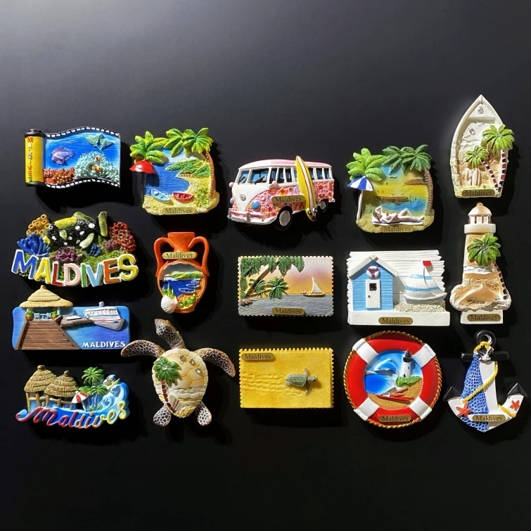 Мальдивские креативные полимерные магнитные магниты на холодильник с видом море