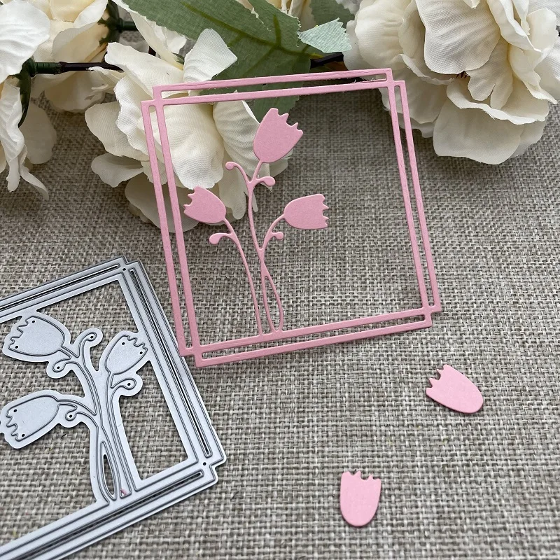 

Цветы квадратная рамка металлические штампы трафареты для «сделай сам» Скрапбукинг декоративное тиснение ручная работа штамповочный шаблон