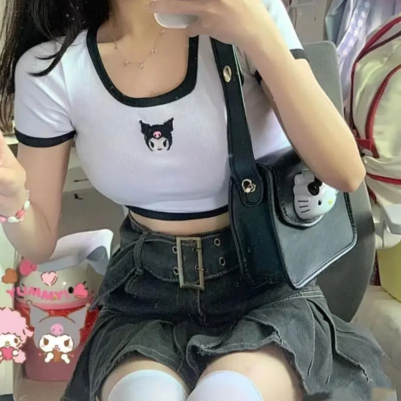 

Sanrio Kawaii Hello Kitty Y2K Shoulder Bags Anime Shopping Messenger Bag Cute Retro Harajuku Handbag Leather Luxury Armpit Tote