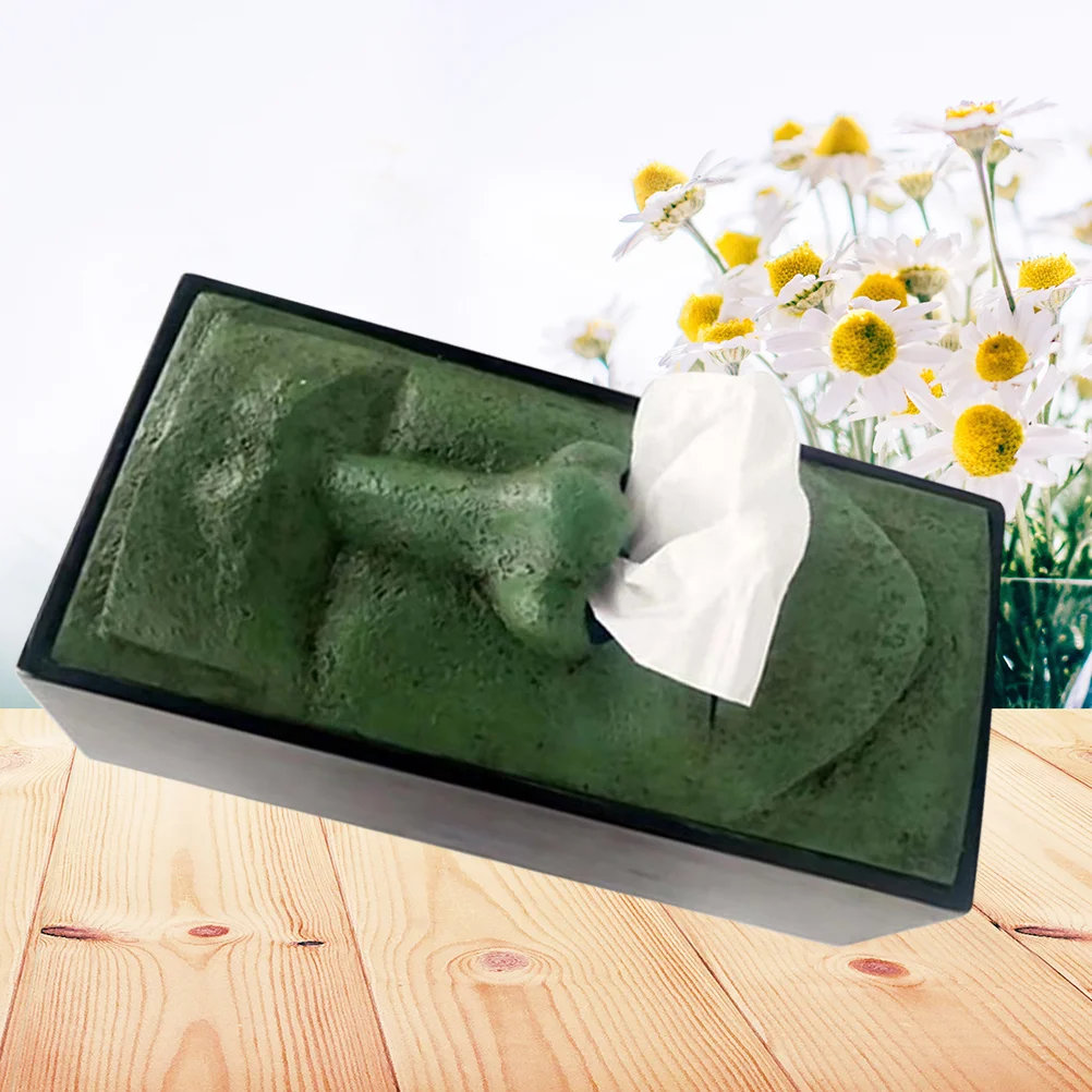 

Tissue Box Cover Easter Resin Island Napkin Holder Storage Rectangular Statue Paper Head Moai Bathroom Tiki Table Bucket