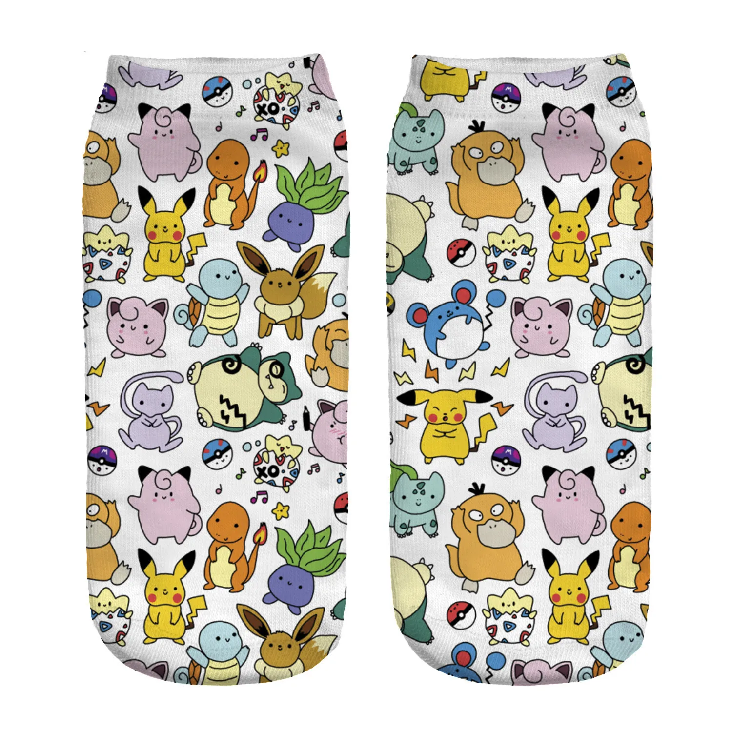 

Cute Pokemon Pikachu Anime Figure Cotton Socks Pokemon Squirtle Charmander Bulbasaur Cosplay Men Women Cotton Ankle Socks