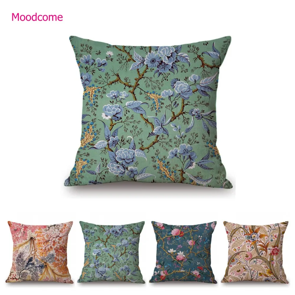 

Classic UK Royal Flower Pattern Design William Kilburn Floral Botanical Blossom Green Blue Art Linen Pillow Case Cushion Cover