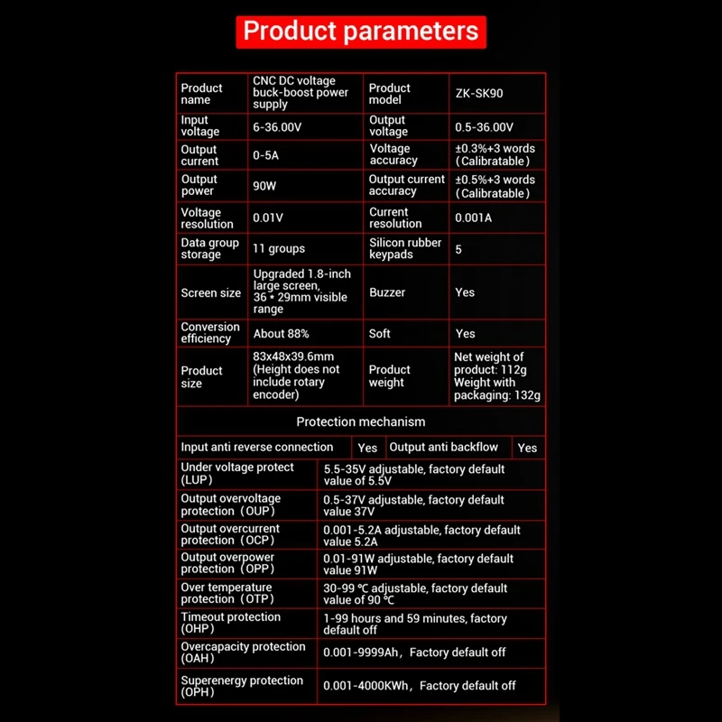 ZK-SK90 Adjustable CNC DC Regulated Power Supply Constant Voltage And Current Step-Up Step-Down Module