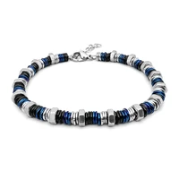 runda mens bracelet stainless steel blue circle link chain adjustable size 22cm fashion handmade bracelet luxury brand men