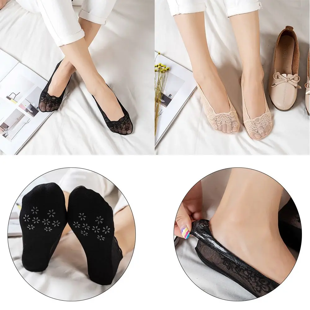 

Повседневные хлопковые тонкие дышащие Чулочные изделия с низким вырезом, носки-лодочки, кружевные невидимые носки