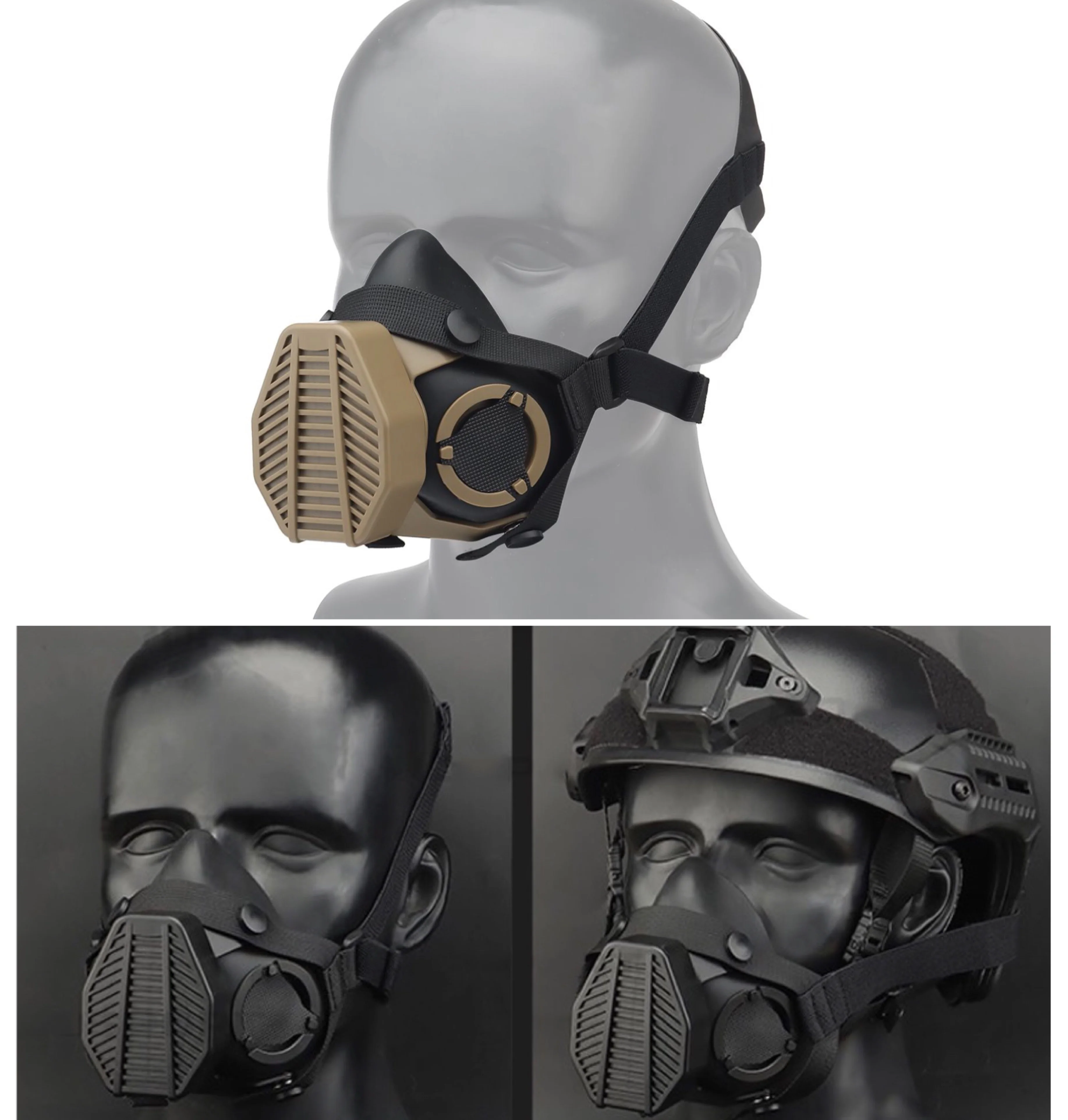 

Tactical Dust Mask Respirator Half Face Anti Industrial Construction Dust Safety Gas Filter Cotton Cover Paintball Accessories