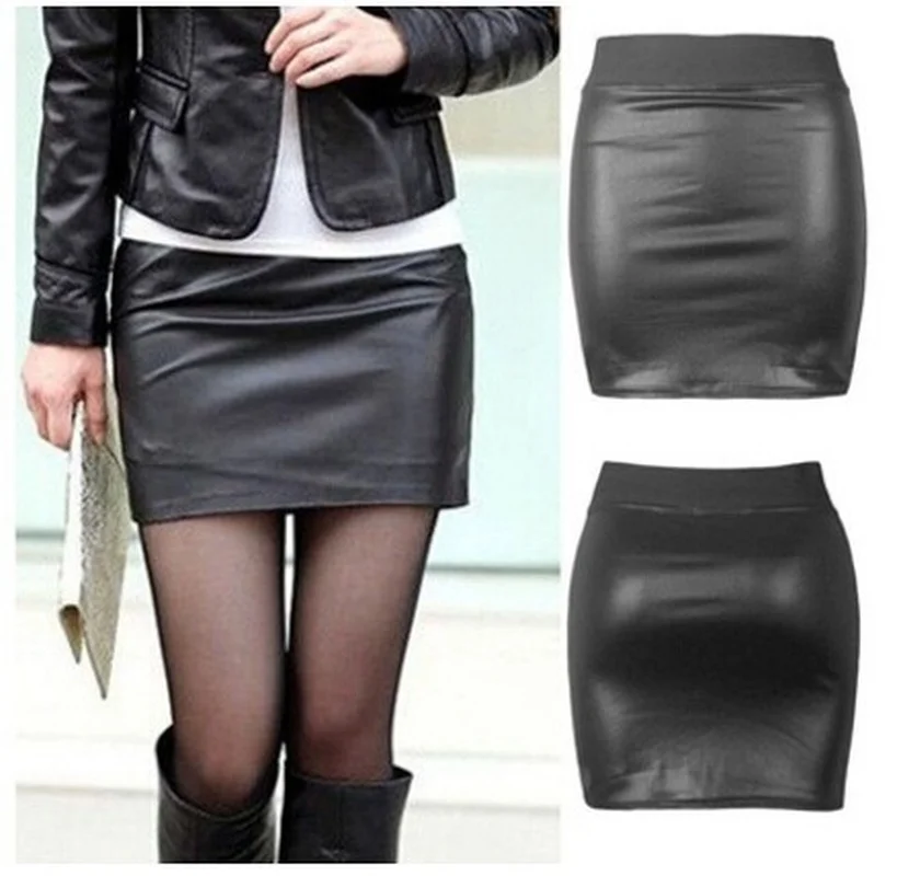 

New Leather Skirt Explosive Women Fashion High Waist PU Leather Skinny Thicken Mini Hip Skirt Sexy Skirt for Sex Women's Skirt