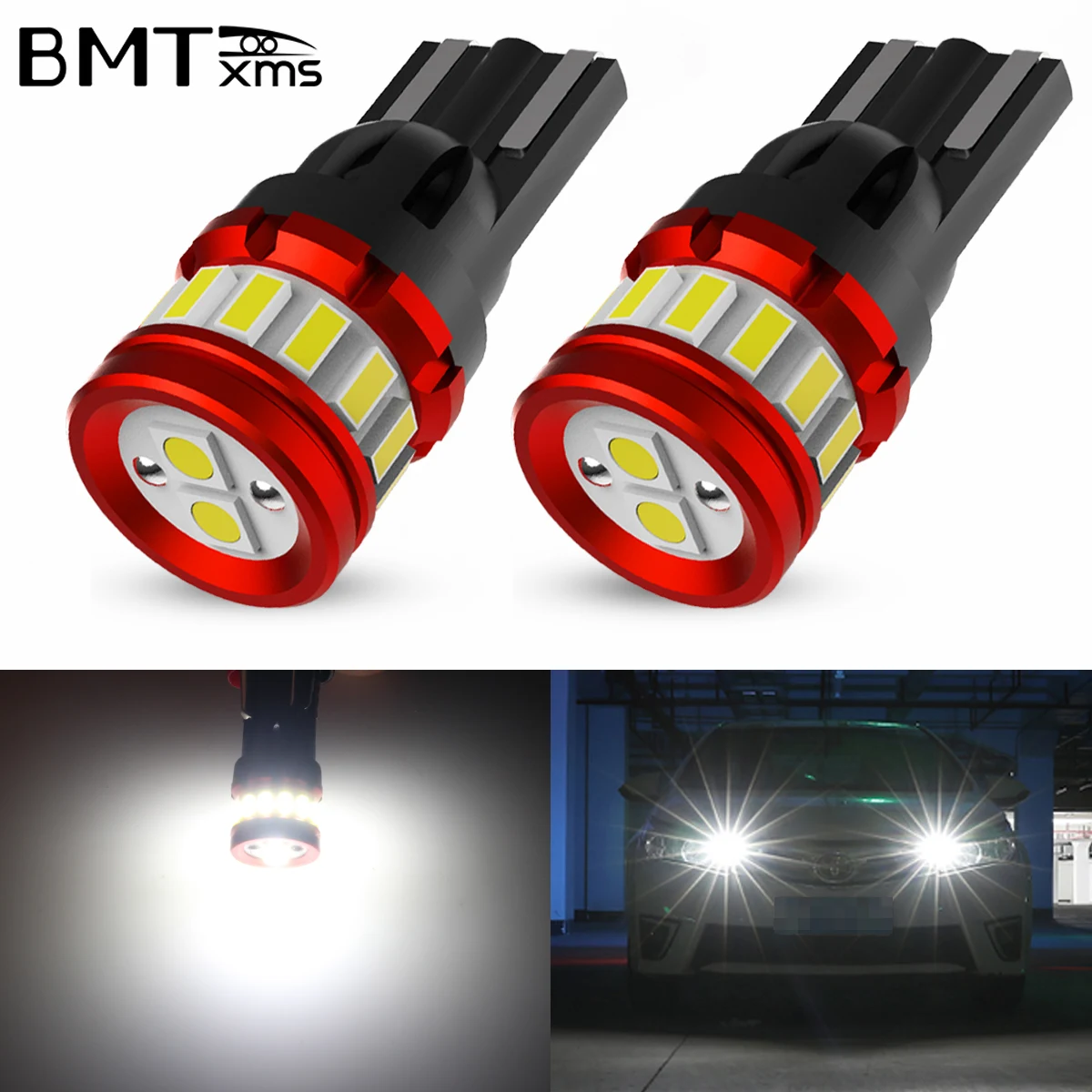 

BMTxms Pair 6000K T10 W5W 158 161 168 194 Auto Car Canbus LED Interior Lights Bulb Map Dome Parking License Signal Light Lamp