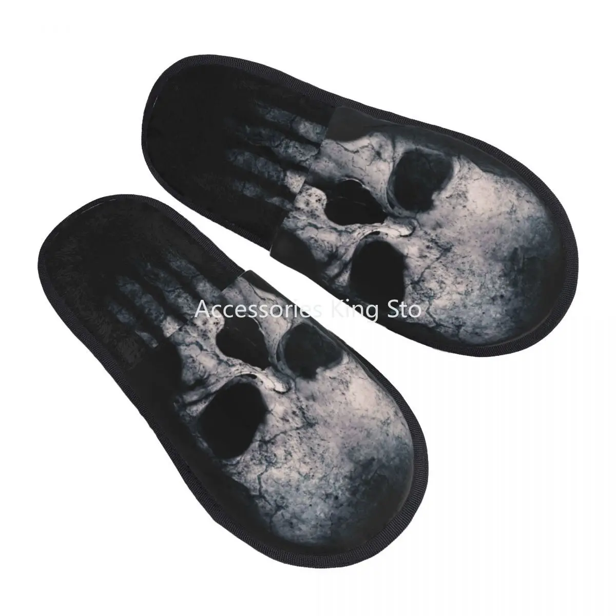 

Skeleton Skull Heavy Metal Punishers Comfy Scuff Memory Foam Slippers Women Bedroom House Shoes