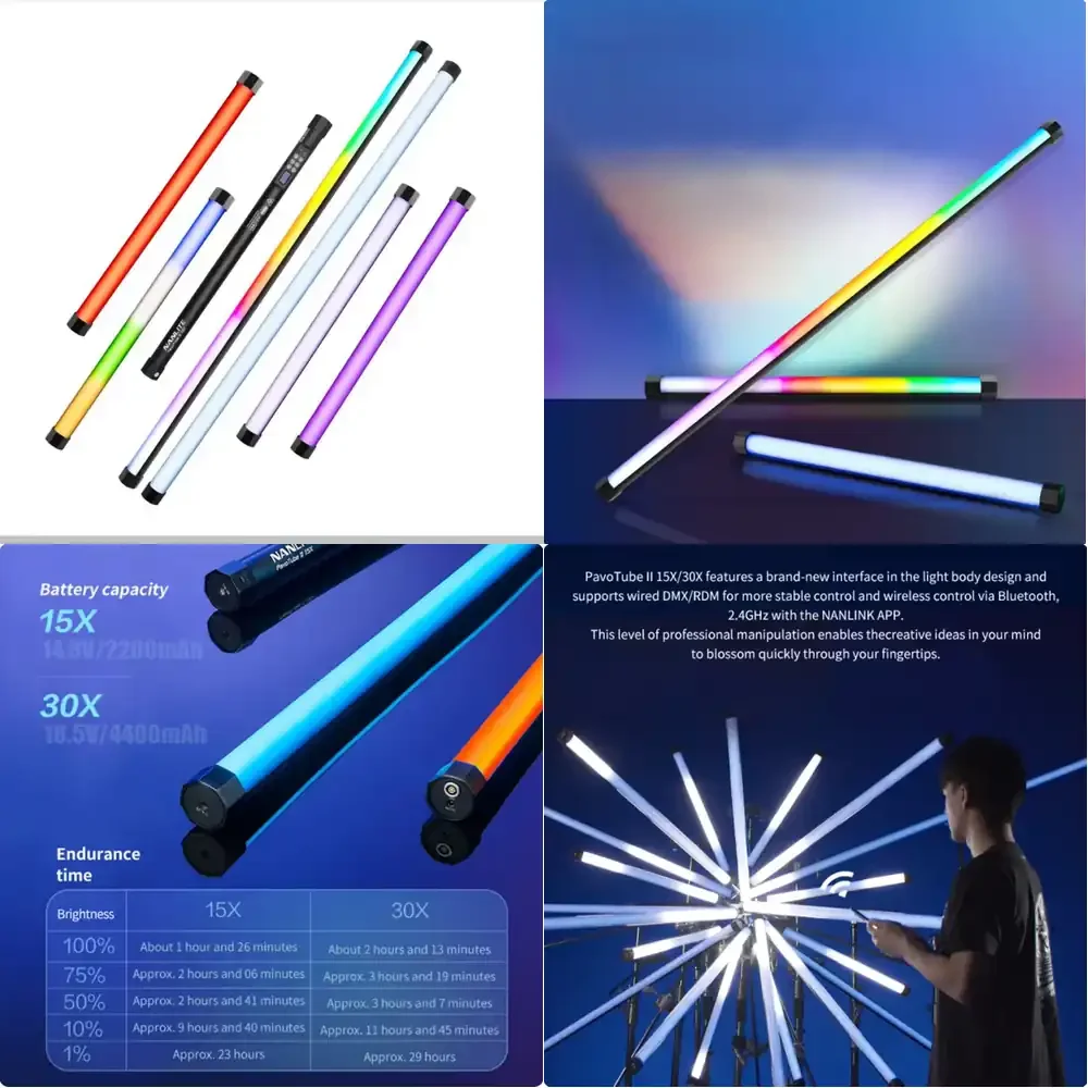 Фото Светодиодный светильник Nanguang Pavotube II 30X RGB для фотосъемки, портативная RGBWW трубка-стик №1