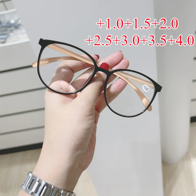 

Female Anti-fatigue Hyperopia Prescription Glasses Round Frame Reading Glasses Unisex Presbyopia Glasses Diopter Eyeglasses