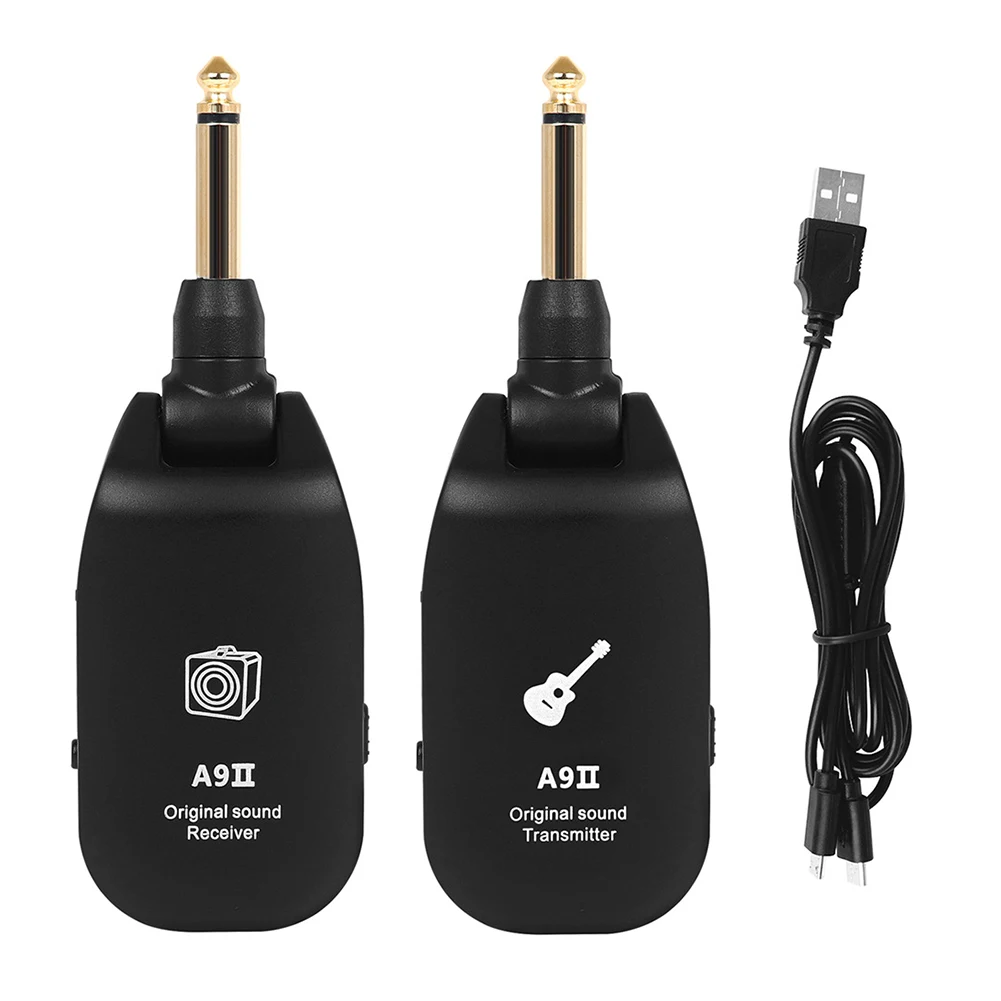 

Wireless Guitar System 600mAh Guitar Bass Transmitter Receiver Rechargeable 6.35mm Plug Musical Instrument Accessories