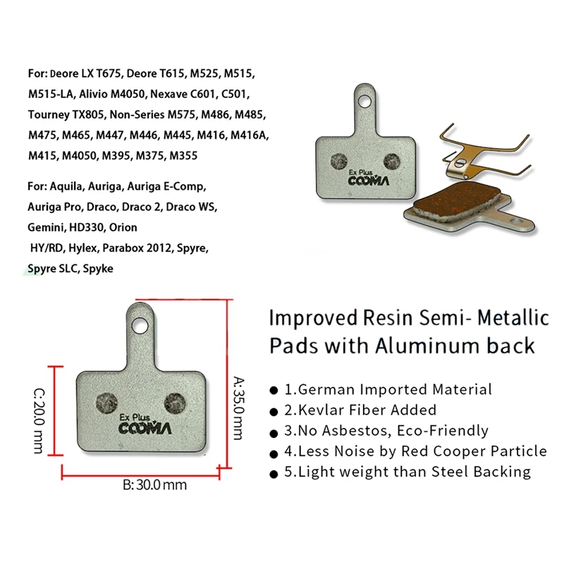 Велосипедные дисковые Тормозные колодки COOMA SPORT 4 пары Ex Plus для Aquila HY/RD Draco Hylex HD330