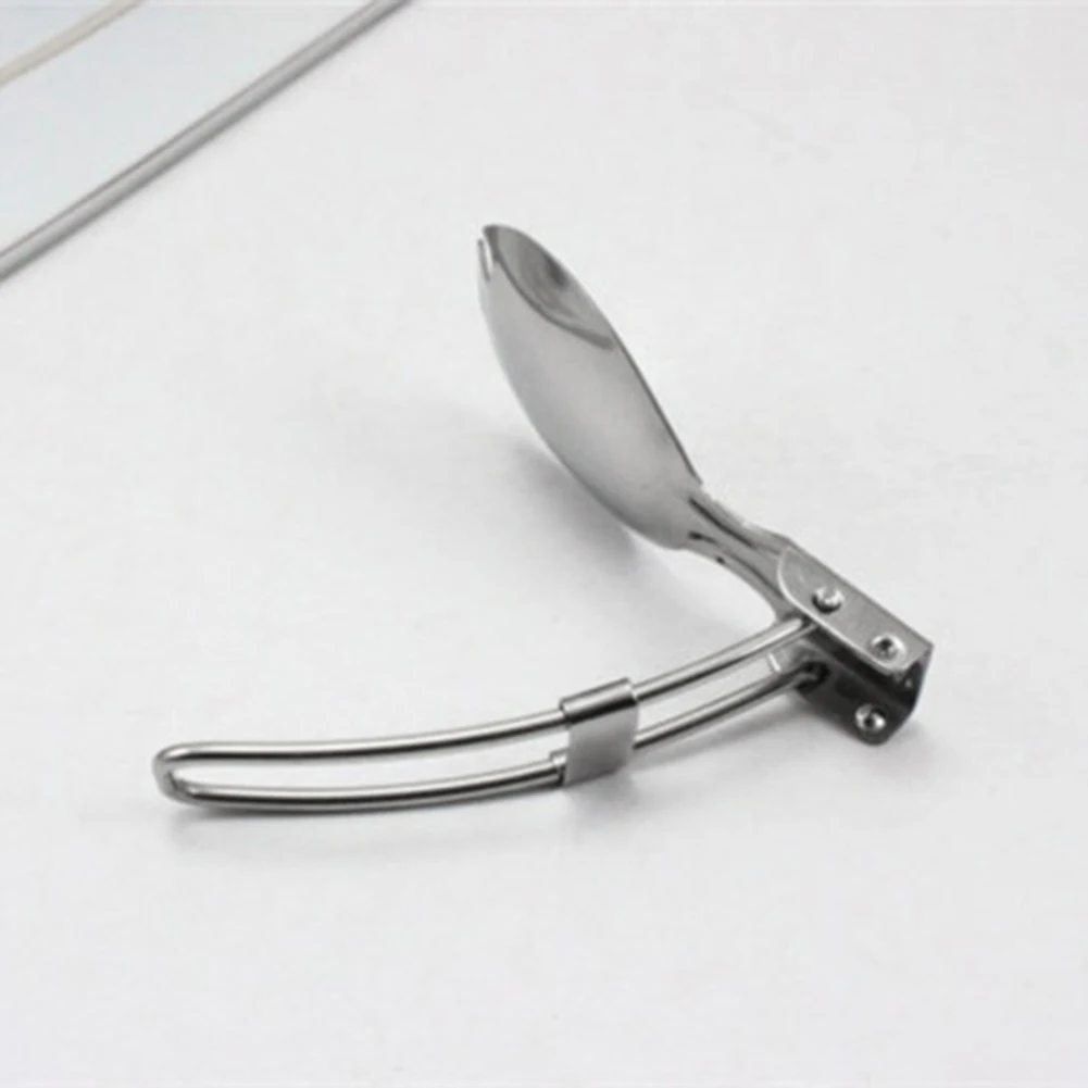 Посуда для кемпинга на открытом воздухе из нержавеющей стали складная ложка и