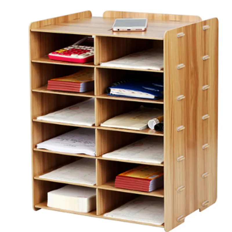 

Wooden Multi-layer File Storage Box A5 Bill Express Delivery Order Finishing Shelf Double Row Office Data Cabinet