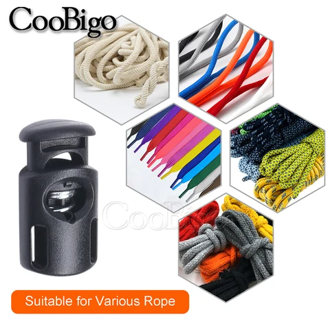 10 шт., пластиковые черные стопоры для шнурков CooBigo