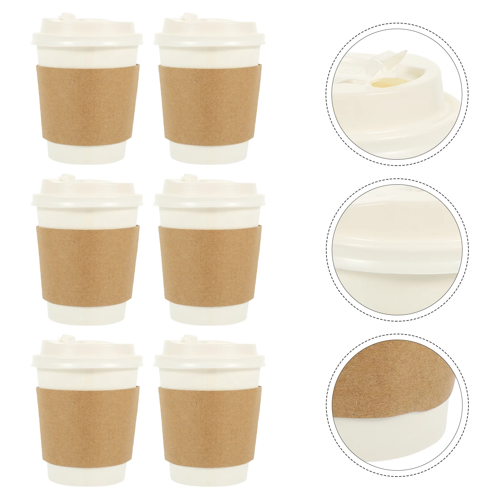 

Cups Paper Coffee Hot Cup Beveragelids 8 Oz Mugs Espresso Drinksto Go Togo Take Out Brown Sleeve Dome Container Drink Tea