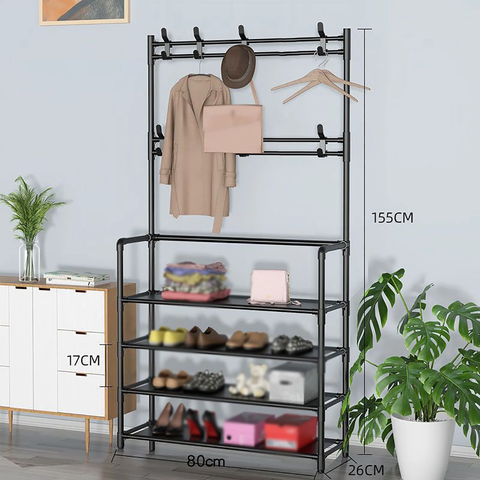 

4/5 Layers Floor Coat Hat Shoes Rack Floor Clothes Garment Hanging Storage Hanger Clothing Drying Rack Shoe Hat Hanger Rack