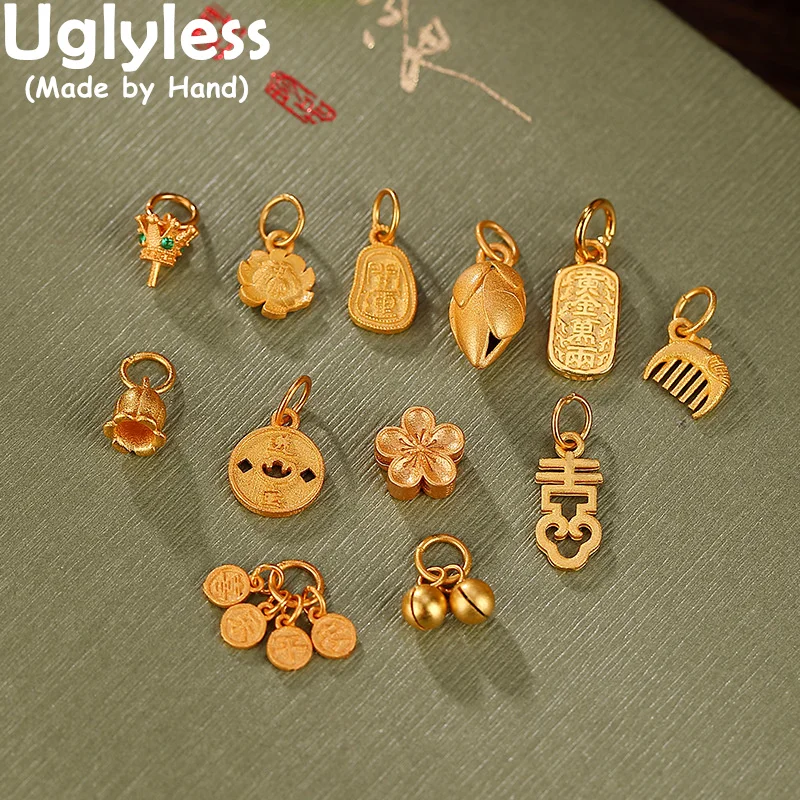 

Uglyless Китай шикарные мини Подвески Ювелирные изделия для женщин Настоящее 925 Стерлинговое Серебро Золотые маленькие подвески DIY Бисероплете...