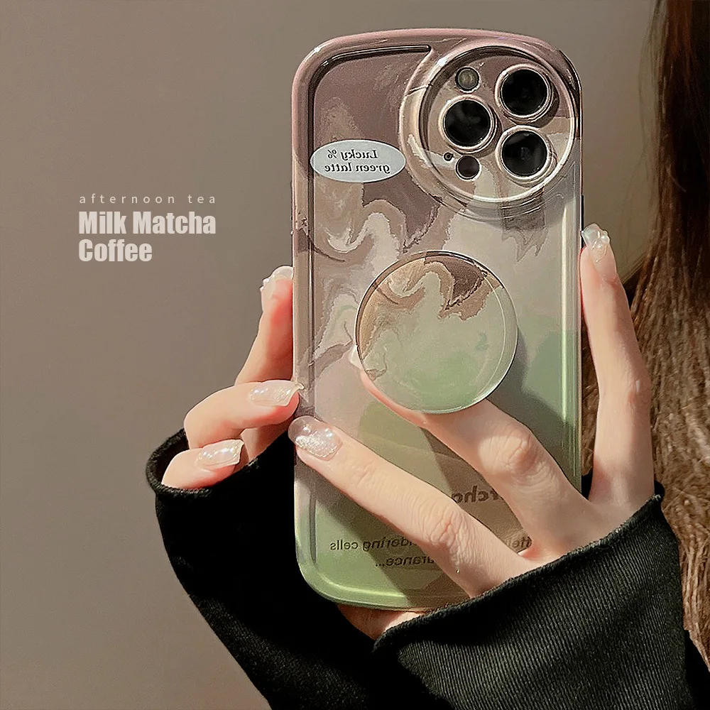 

Fashionable Matcha Latte for iPhone14 Suitable for 13 Apple Phone Case 14 Pro Max Holder 12 Advanced Sense 11 Cold and Anti drop