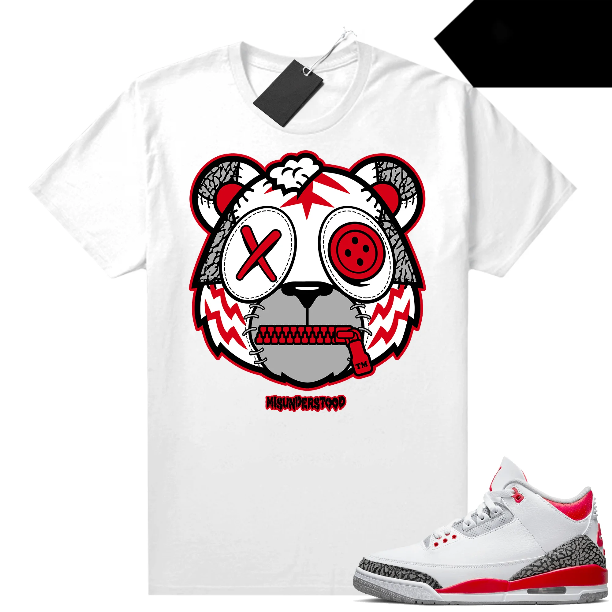 

Fire Red 3s Shirts Sneaker Match White Misunderstood Tiger Men's Clothing 100% Cotton Unisex Graphic T Shirts For Men