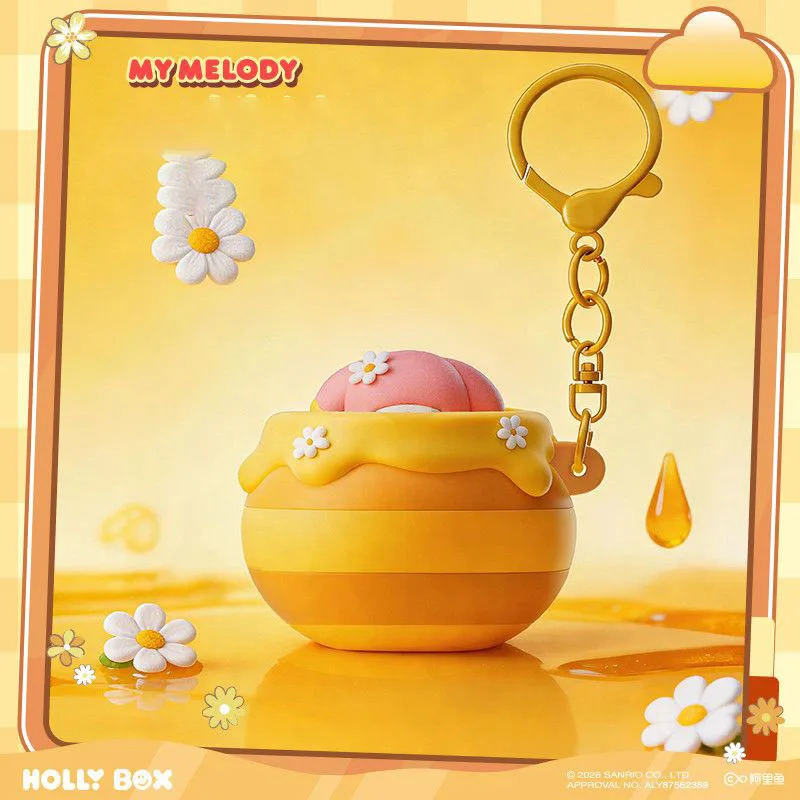 Фото Официальные персонажи Sanrio: Брелок-антистресс в виде медового горшочка (Куроми, Май Мелоди, Хелло Китти, Почакко) — милая игрушка для фанатов, подарок №3