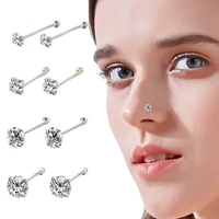 2pcs nose ring stud earrings dual purpose women girl 925 silver zircon nose piercing nose stud lot body jewelry for women