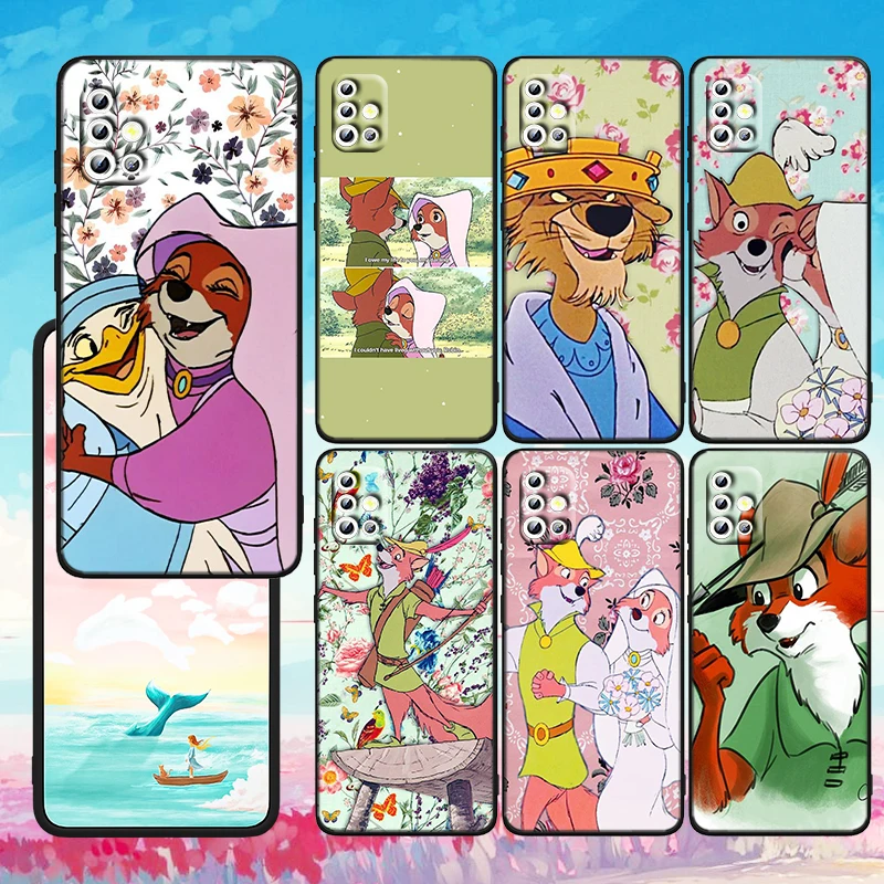 

Phone Case For Samsung A73 A72 A71 A53 A52 A51 A42 A33 A32 A23 A22 A21S A13 A12 A03 5G Robin Hood Disney Marianne Black Cover